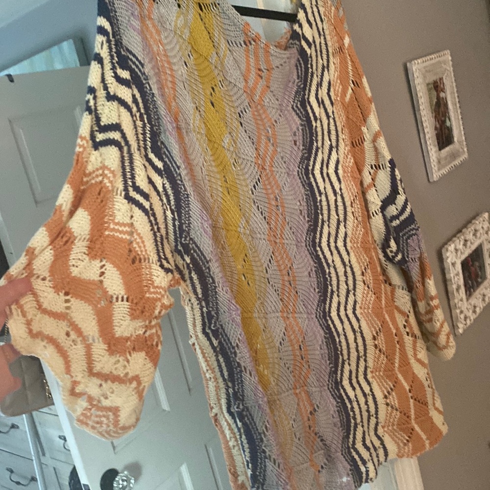 Oversized zig-sag crochet sweater from three bird nest. Never worn